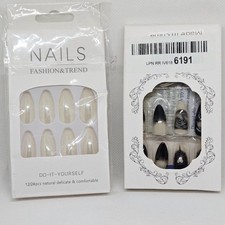 NIB SET OF PRESS ON NAILS HALLOWEEN PARTY THEME GOTHIC  SHINY PEARL 48 TOTAL
