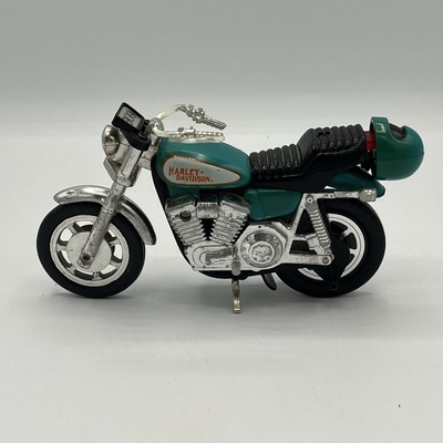 Vtg 1981 Matchbox KIDCO Harley-Davidson Pull String Stunt Cycle Teal Green Toy 