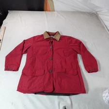 Woolrich Jacket Womens Large Red Chore Coat Barn Fleece Lined Outdoor Puffer