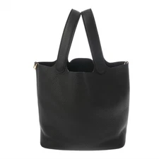 HERMES Pico Tan Lock MM black hand bag 800000142459000