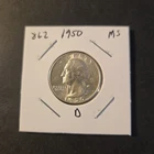 1950-D Washington Silver Quarter In Brilliant Uncirculated Condition
