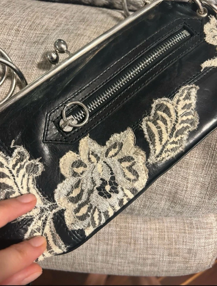 De Colección John Galliano Cierre Cuero Un Hombro Bolso Accesorio Bolsa Negro Foto 2 de 4