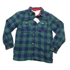 Tommy Bahama Shirt Jacket Kids XXL 16 Green Blue Plaid Flannel Sherpa Lined Snap