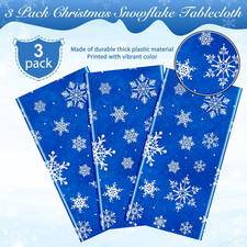 3 Pieces Christmas Snowflake Plastic Party Tablecloth Decorations,White Snowf...