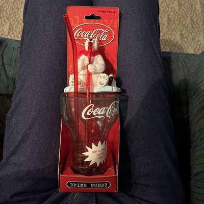 Coca-Cola Drink Buddy Polar Bear Cup with Straw   New in Package   Monogram