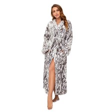 Womens Bathrobe Ladies Fleece Plush Warm Long Robes Nightgown Sleepwear