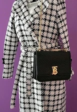 Burberry Women's Black Tb Monogram Quilted Shoulder  Bag Handbag Purse Medium