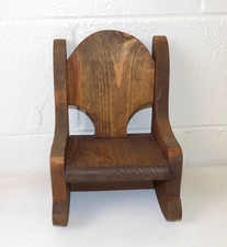 Vintage Wooden Doll Rocking Chair Handcrafted Child Size Rustic Primitive