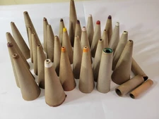 Spools / Primative Cones Heavy Cardboard Industrial Mixed - Lot of 32