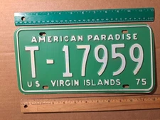 License Plate, U.S. Territory, U.S. Virgin Islands, 1975, Paradise, T - 17959