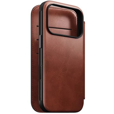 Handyhülle mit Klappe für iPhone 17 Pro Nomad Case Flip Cover Schutzhülle Braun