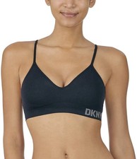 NWT DKNY Women's Adjustable Seamless Bra 2 Pk Black Sand Small