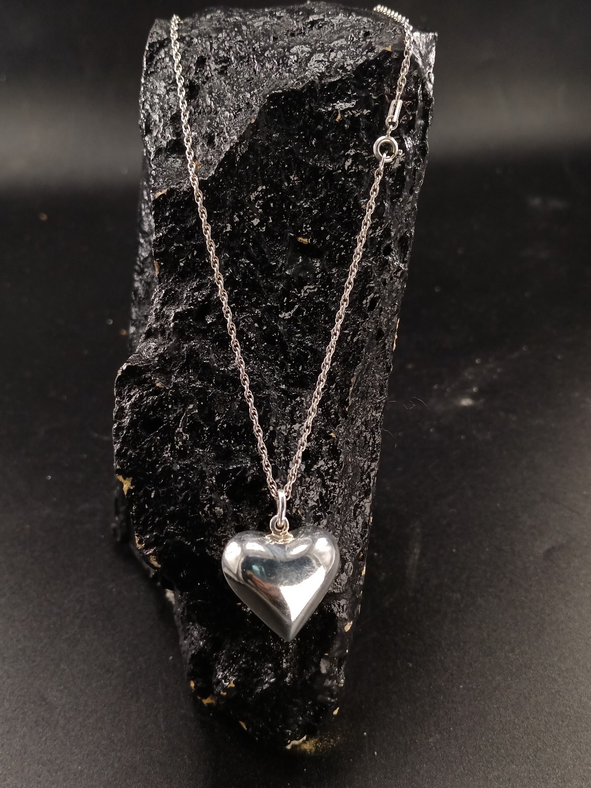 Vintage 90s Sterling Silver Chunky Love heart Rope Chain + Earring Set 22" 13g image 4