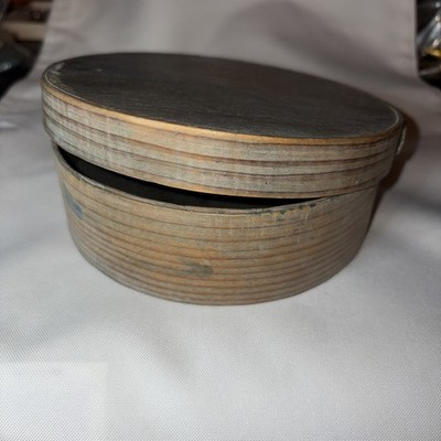 Fryes Measure Mill Old Time Wooden Ware Round Shaker Style Pantry Box Cracked