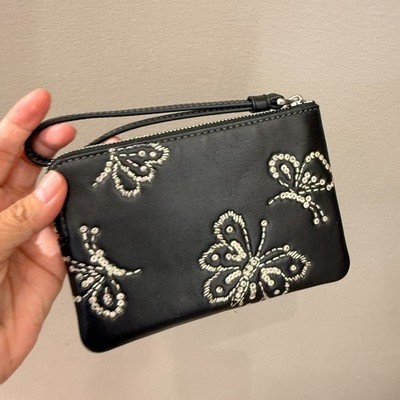 Coach Corner Zip Wristlet With Sparkly Butterfly Print CCJ72 | eBay
