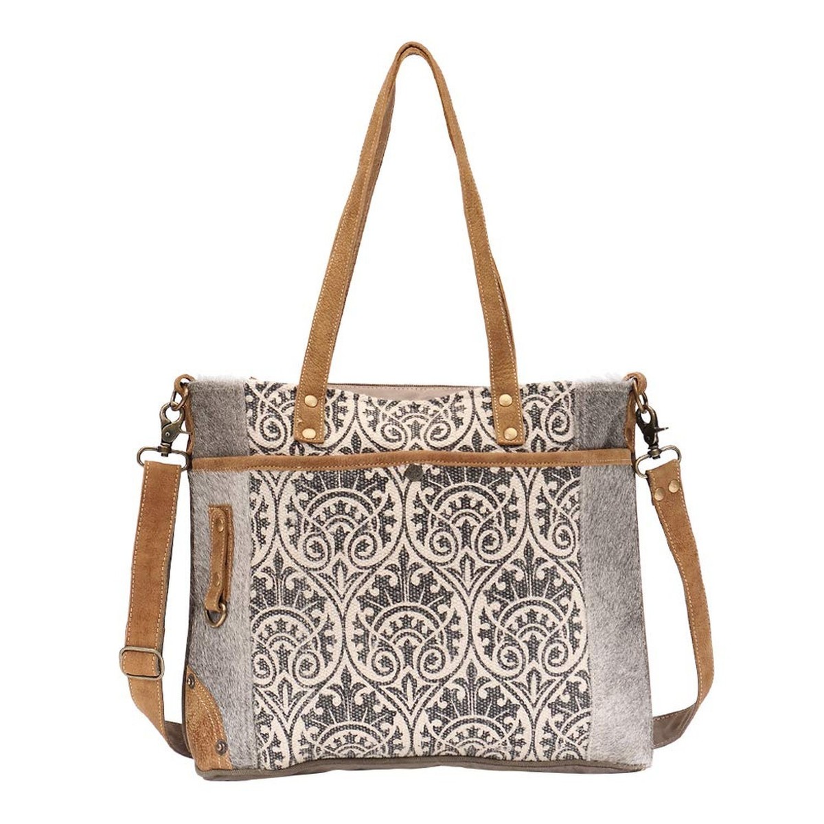 Myra Bag Ace Upcycled Canvas Cowhide Messenger Bag S-1476 for