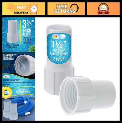 1.5'' Pool Hose Cuff 2 Pack - Durable ABS Replacement for Vacuum Hoses, Threaded