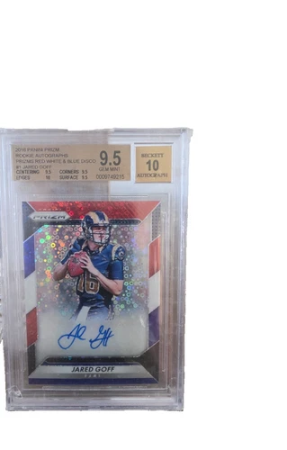 2016 Panini Prizm rookie autographed prizms red white blue disco jared goff