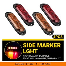 4-40x Amber Red Oval Led Side Clearance Marker Lights For Car Truck Trailer Boat