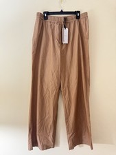 NWT Varley Rowan Straight-Leg Cotton Pants in camel stripe Size XL  158