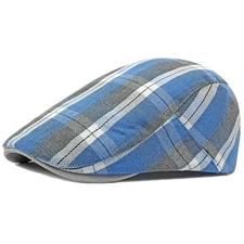 Newsboy Hats Adjustable Ivy Flat Cap Gatsby Cabbie Driving Beret for Blue Plaid