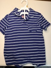 Cat Jack Boys 5T 2 Piece Shirt Shorts Blue White Striped Casual Outfit Set