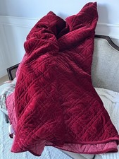 Burgundy Velvet Quilt King Comforter Bedspread Blanket