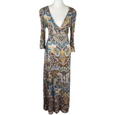 VTG Y2K Pinky Paisley Maxi Dress Babydoll Fairy Empire Sz M 70s Boho-Glam