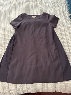 Paul & Joe Sister Women s Size 42 Pleated Dark Blue Dress Button Accents Pockets