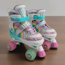 Sulifeel Rainbow Colorful Adjustable Girls Roller Skates Medium Light Up Wheels