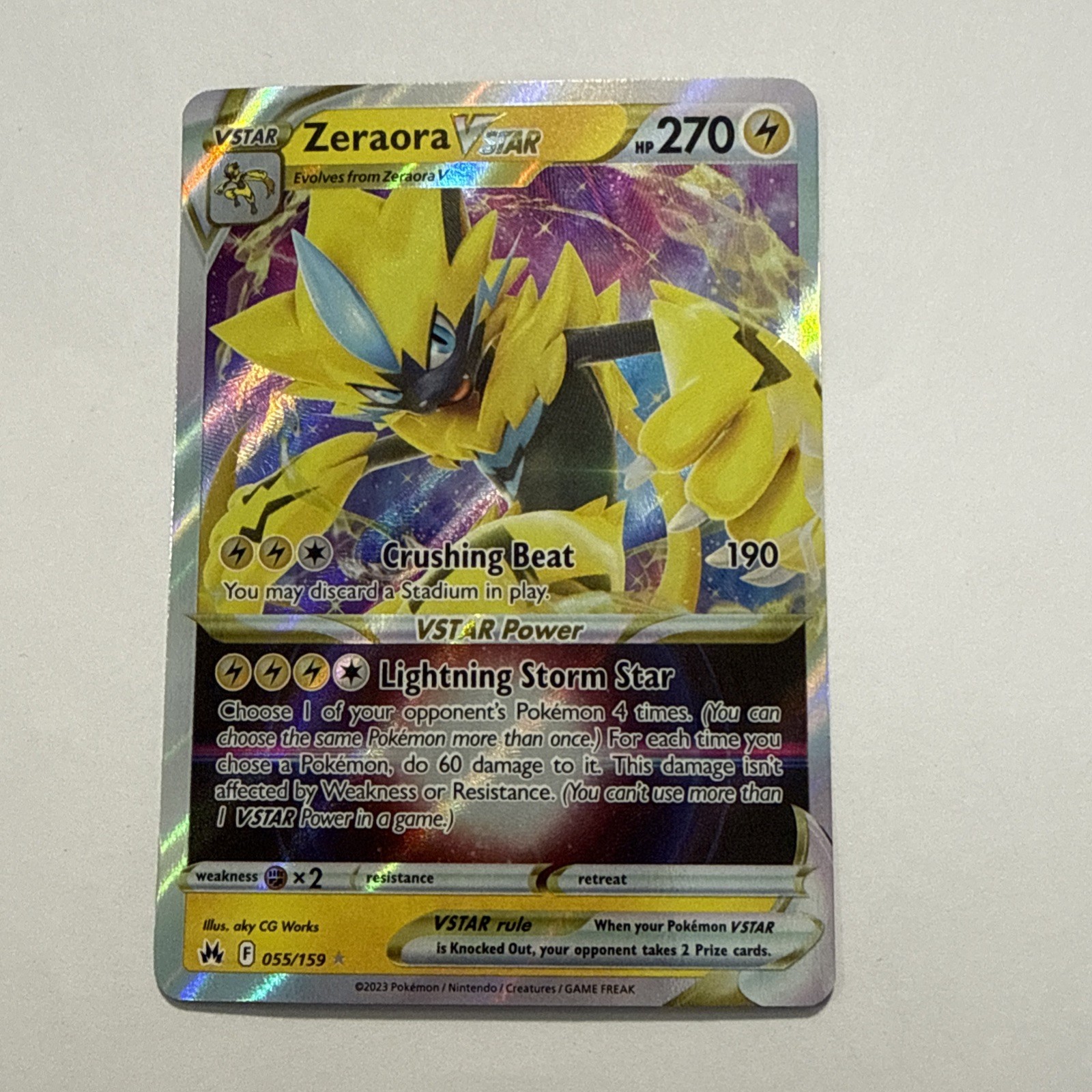 Zeraora VSTAR 055/159 Pokemon Crown Zenith Holo M/NM