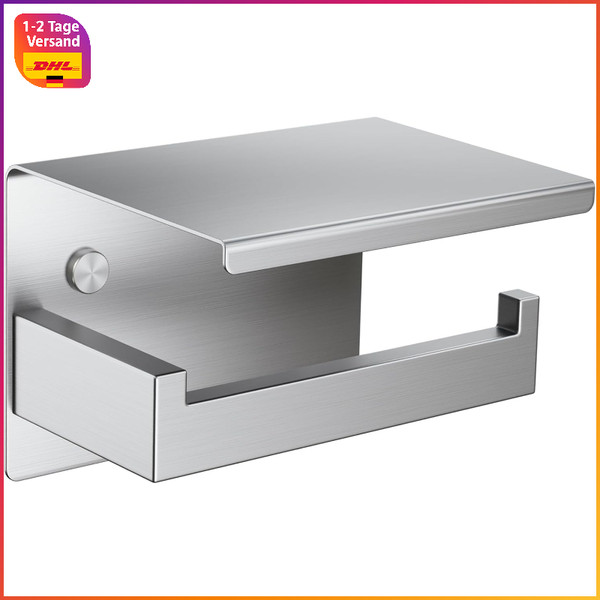 Toilettenpapierhalter Edelstahl Wandmontage Ohne Bohren Klorollenhalter Silber-image