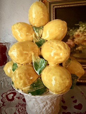 Vintage Authentic Costa Italian Majolica ceramic lemon topiary 8 