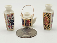 Vintage Doll House Miniature Japanese Style Vases Tea Pot Set