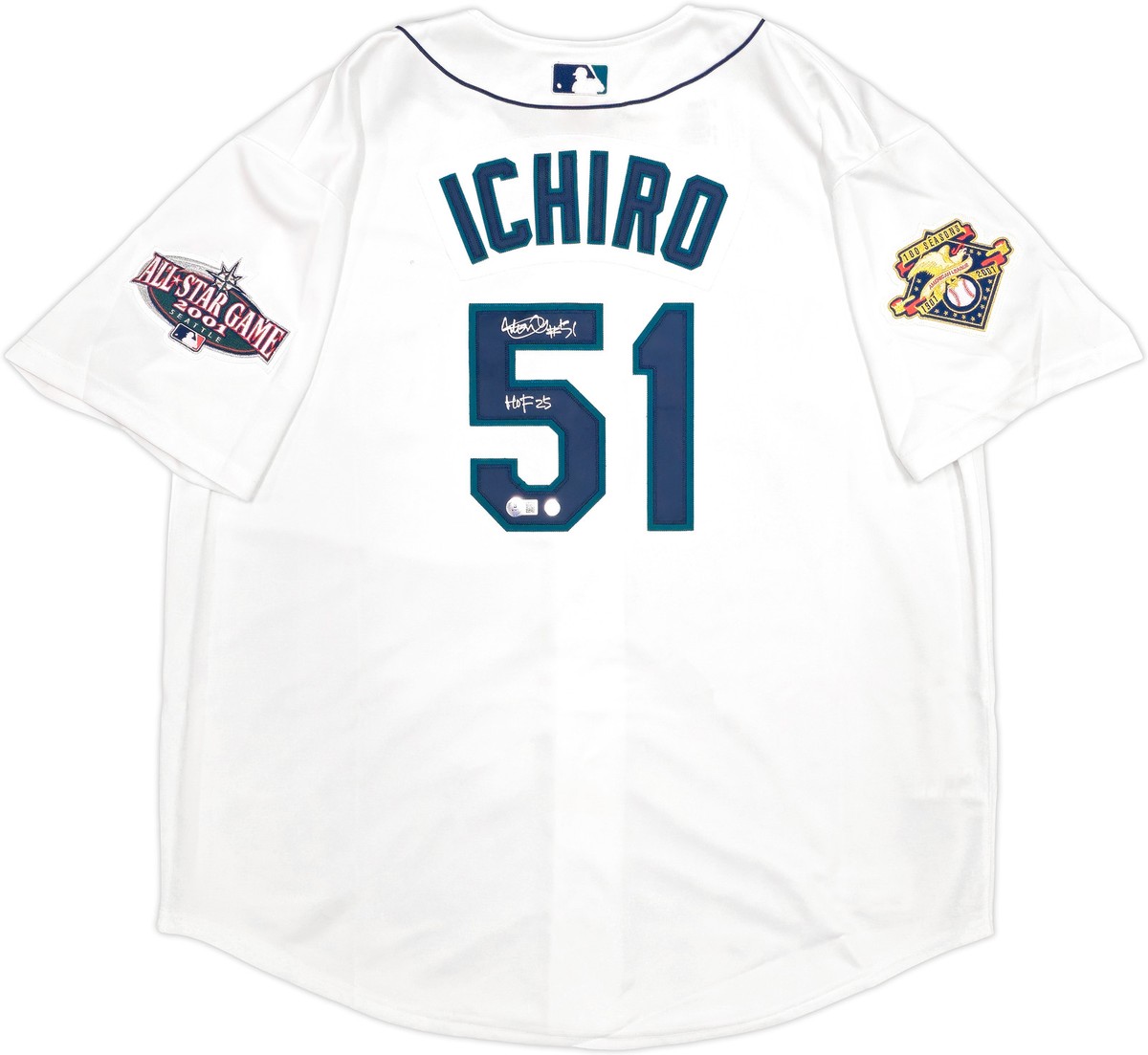 MARINERS ICHIRO SUZUKI AUTOGRAPHED M&N 2001 ROOKIE JERSEY
