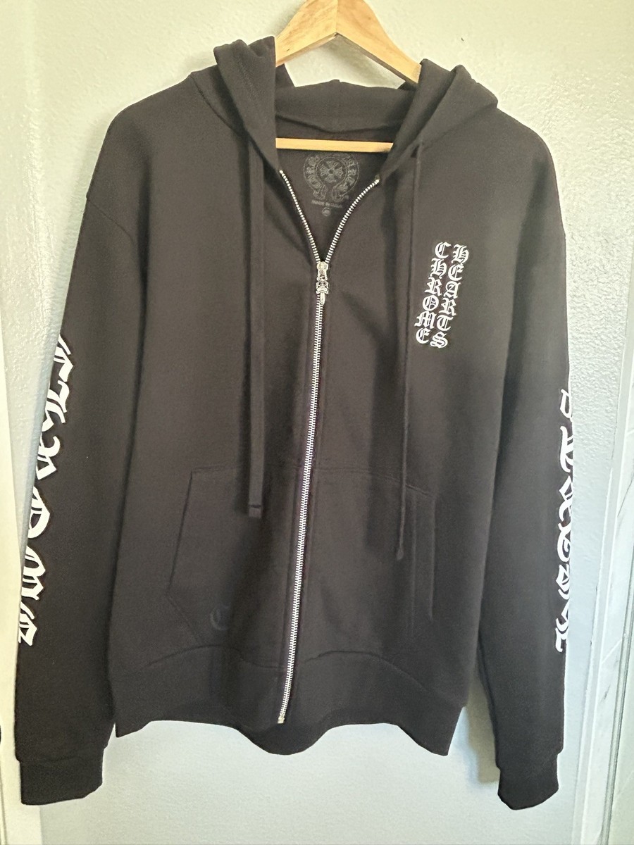 Chrome Hearts Vertical Logo Zip Up Hoodie Black bought July