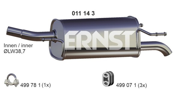 Ernst EndschalldäMpfer NachschalldäMpfer 011143 FüR Opel Corsa X01 F08 F68-image