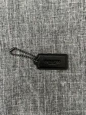 Coach Black Leather Hang Tag Fob Charm Smooth leather on top
