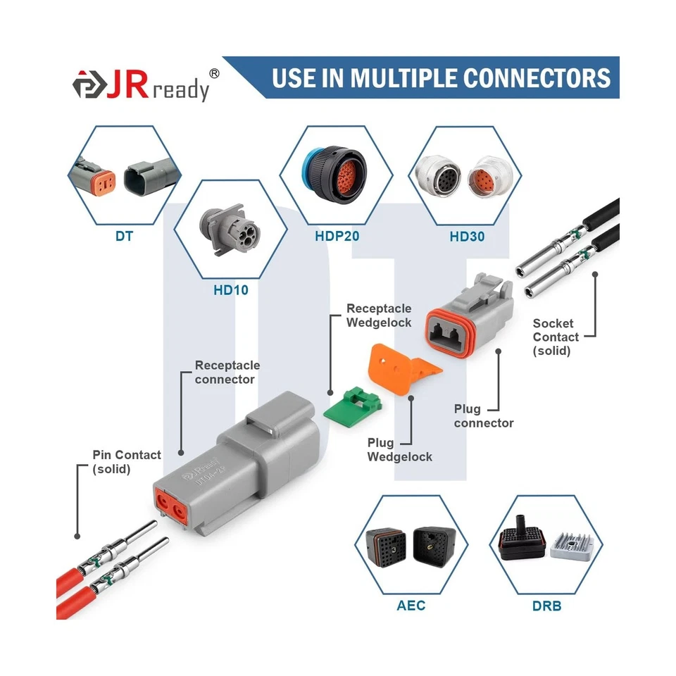 JRready ST6451 Deutsch Pin Kit, Deutsch Solid Pin, DT Contact Kit Size 8 12 1... - Image 3 of 4