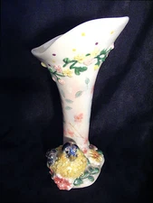 About Face Designs Goldfinch Bird Ceramic Bud Vase #185127 2003 Luster Pottery