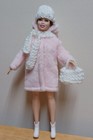Curvy Barbie 11 1/2" Doll Clothing Plush Pink Coat, knit hat, scarf, purse — photo 1