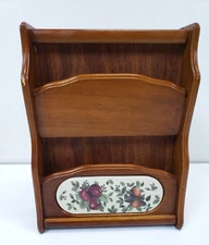 Vintage Wooden Wall Mount Mail  Hidden Key Holder Cabinet fruit design
