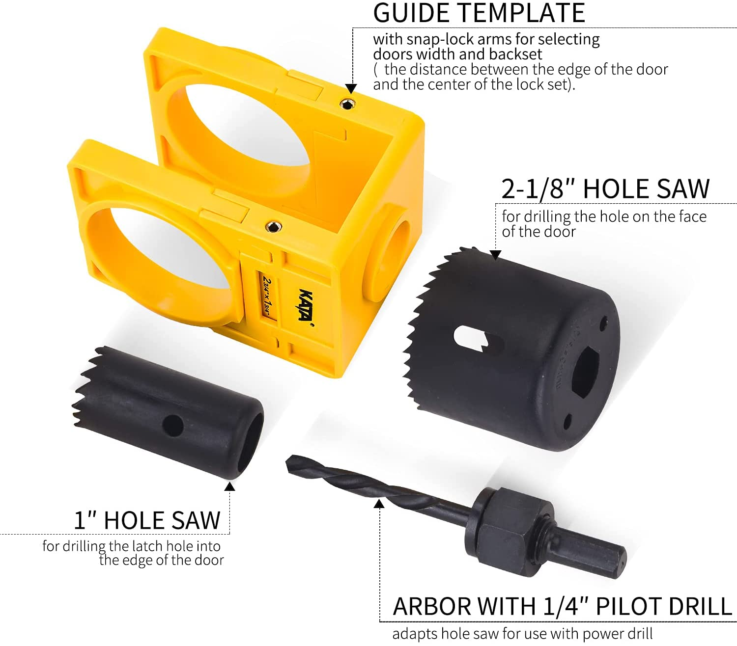 Door Lock Installation Kit Wood Metal Deadbolt Lockset Guide Hole Saw