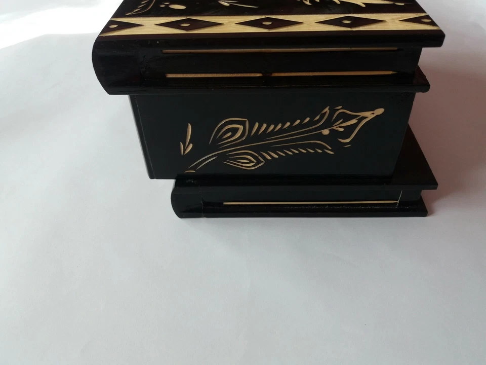 Enorme rompecabezas joyería caja mágica negro nuevo gran estuche de madera tesoro rompecabezas Foto 2 de 4