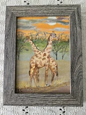 Original Signed Painting Safari Theme w/Giraffes
