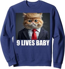 Cat Trump 9 Lives Baby Funny Cat 2024 Election Voting Unisex Crewneck Sweatshirt