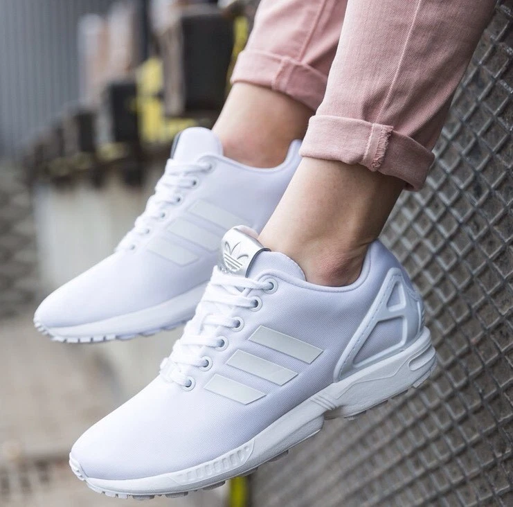 Waakzaamheid ik heb het gevonden Prehistorisch ADIDAS Originals ZX Flux BB2262 WOMEN'S RUNING TRAINING SHOES White/silver  | eBay