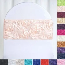 50 Satin Rosettes Stretchable Spandex Chair Sashes Party Wedding Decorations