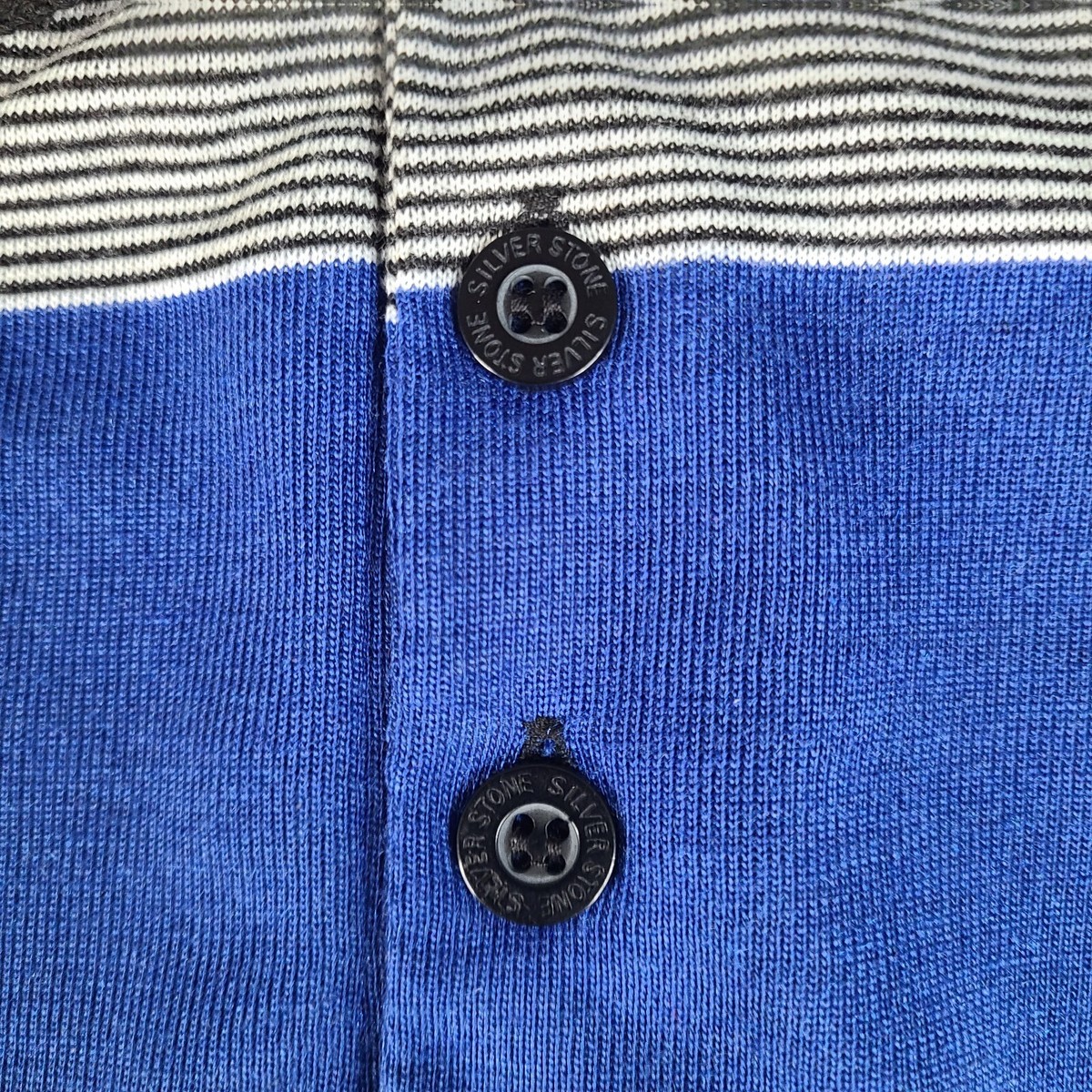 Silver Stone Collection Polo Shirt Mens Medium Gray Striped