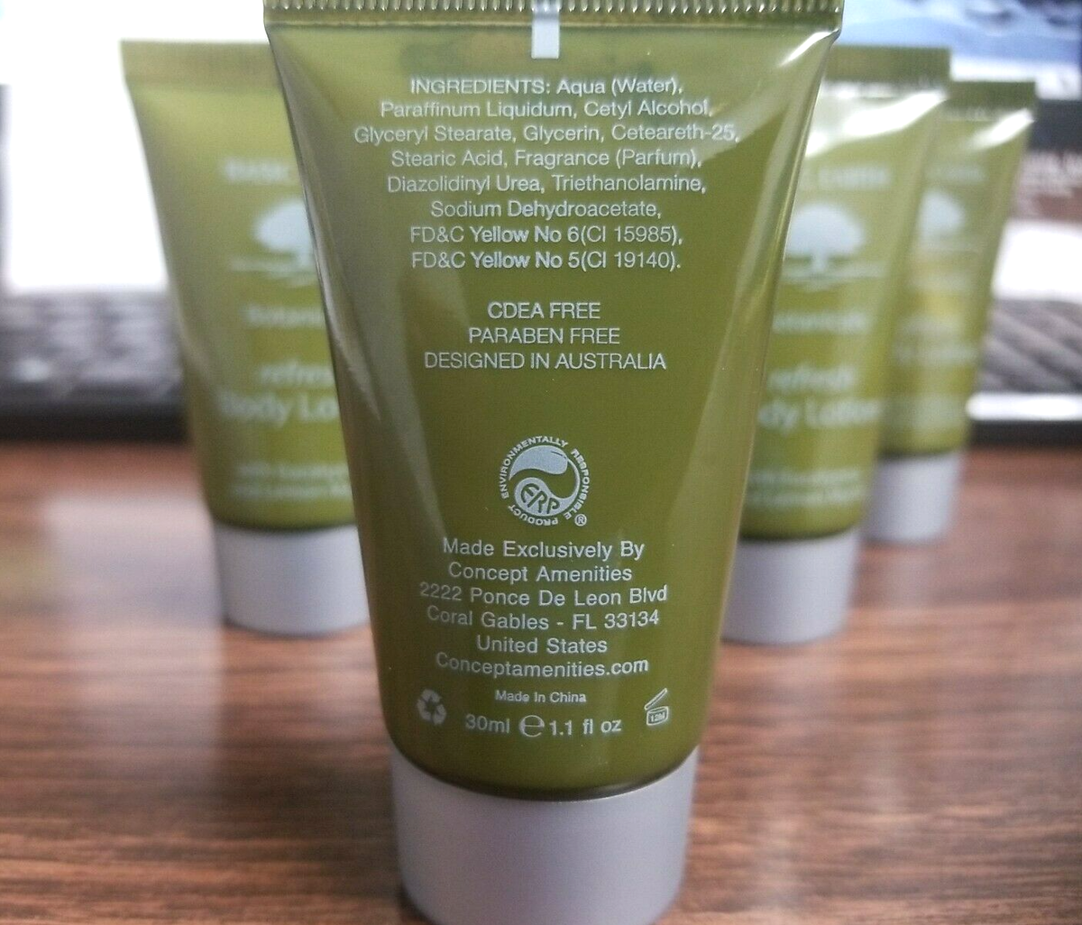 FIVE) REFRESH LOTION 1.1 oz BOTTLE BASIC EARTH BOTANICALS WITH